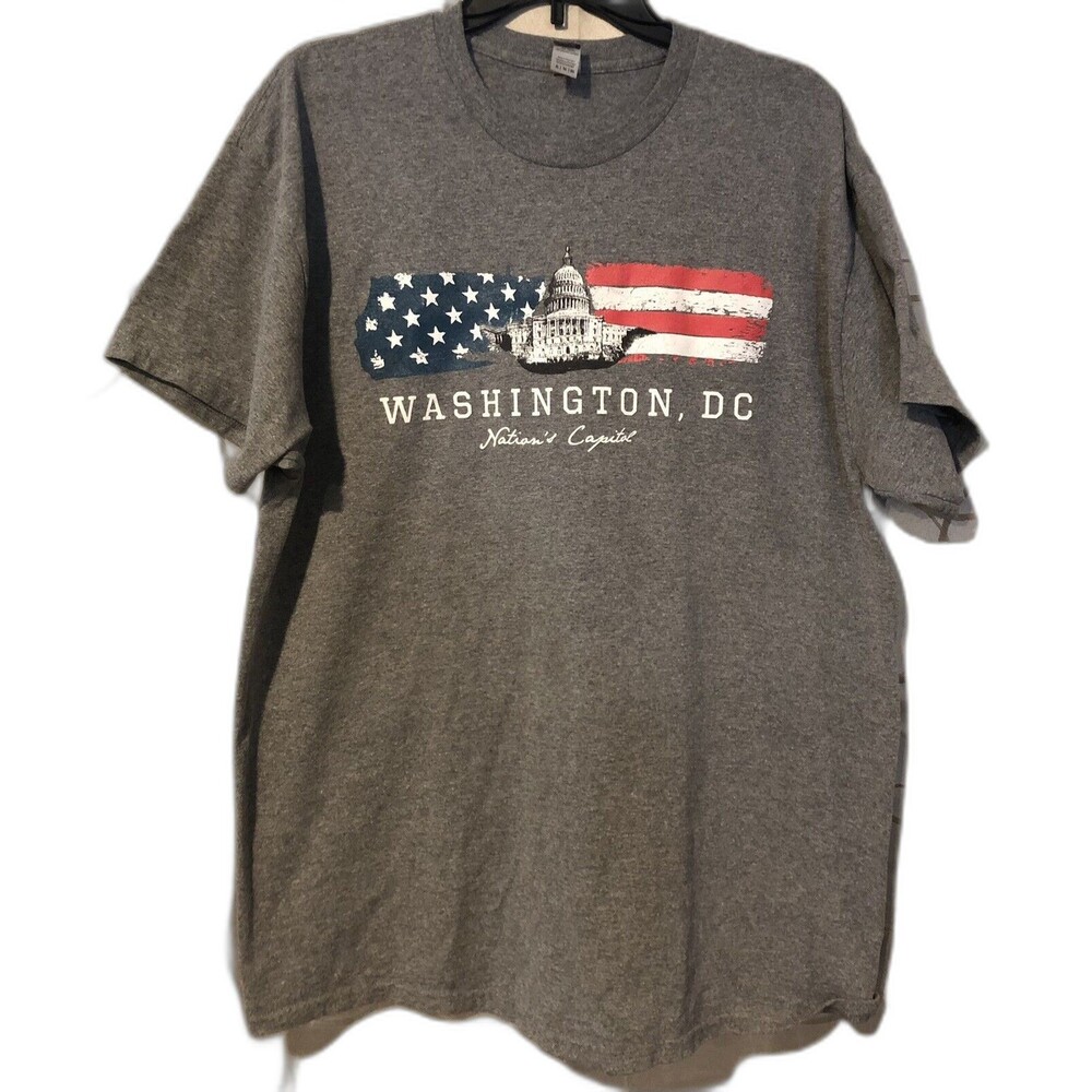 Washington DC Nations Capital T Shirt XL Gray US Flag Capitol Building Graphic